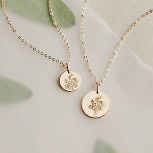 Aster September Birth Flower Charm Gift Necklace